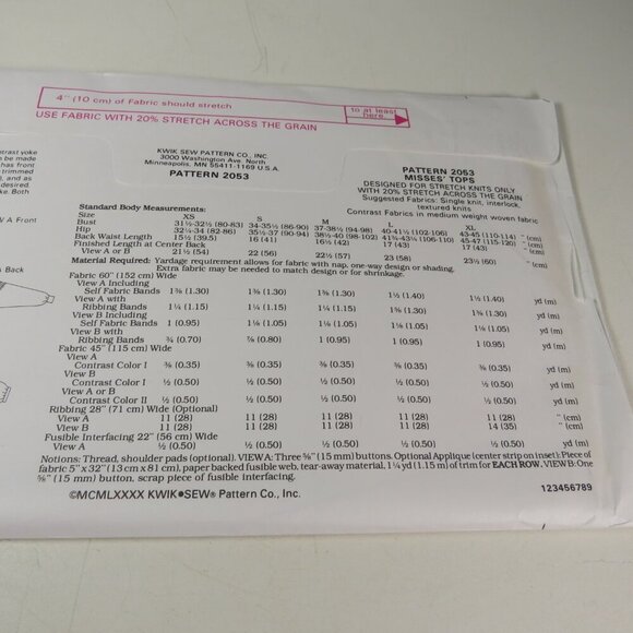 Kwik Sew 2053 Sewing Pattern UNCUT Sweatshirts NEW - Picture 5 of 5